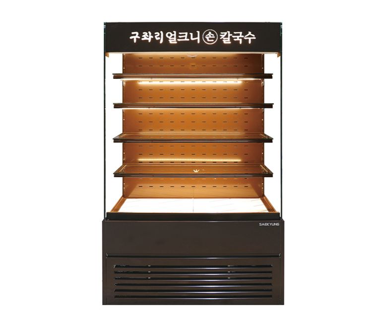 오픈 사각 5단 쇼케이스 1200 (브라운 / 레이저 로고 삽입, 민자선반)