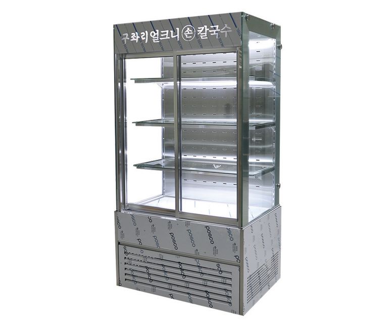 사각 앞문형 쇼케이스 (스테인리스 /4단 주문제작/레이저로고삽입/뒷벽타공)